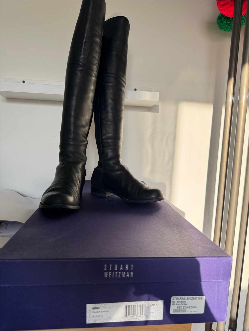 Stuart Weitzman Black Over-the-Knee Leather Boots